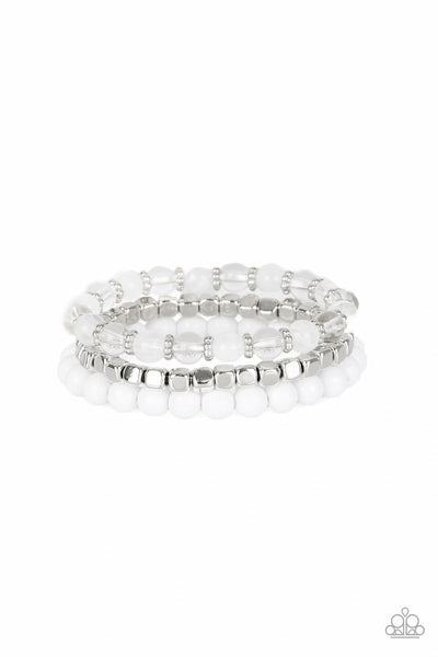 Globetrotter Glam - White - Paparazzi Stretchy Bracelet #490 (D)