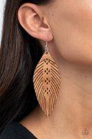 Wherever The Wind Takes Me - Brown - Paparazzi Earrings Leather #4915 (D)