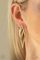 Point-BANK - Gold - Paparazzi Double Post Earrings #1381 (D)