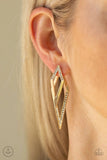 Point-BANK - Gold - Paparazzi Double Post Earrings #1381 (D)