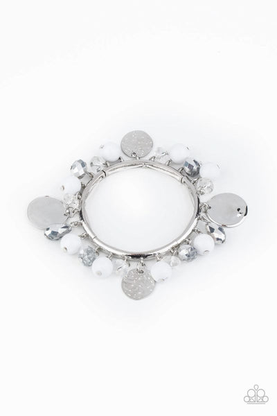Charming Treasure - White - Paparazzi Stretchy Bracelet