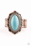 Desert Grotto - Copper - Paparazzi Ring Blue Turquoise