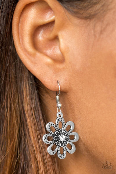 Fashion Floret - White - Paparazzi Flower Earrings #2761 (D)