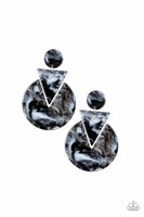 Head Under WATERCOLORS - Black - Paparazzi Post Acrylic Earrings