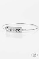 Blessed - Silver - Paparazzi Bangle Inspirational Bracelet