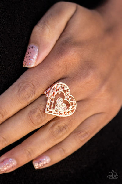 Find It In Your Heart - Copper - Paparazzi Heart Ring