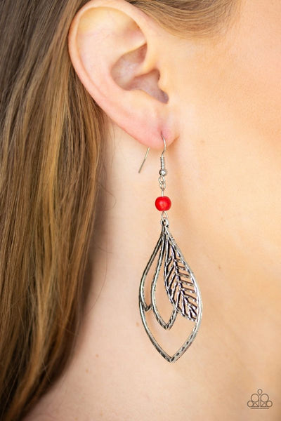 Absolutely Airborne - Red - Paparazzi Earrings