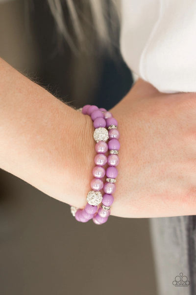 Paparazzi - Teasingly Tinseltown - Purple Stretchy Bracelet #1515 (D)