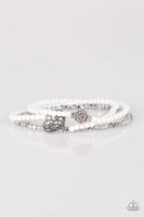 Paparazzi - Lovers Loot - White Heart Stretchy Bracelet #390 (D)