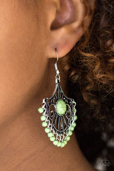 Paparazzi - Stone Lagoon - Green Earrings #3025 (D)
