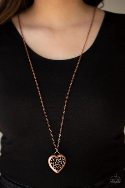 Victorian Valentine - Copper - Paparazzi Heart Necklace #2846 (D)