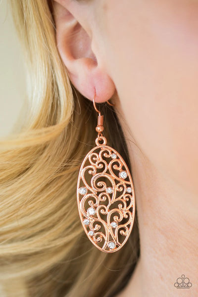 Glistening Gardens - Copper - Paparazzi Earrings