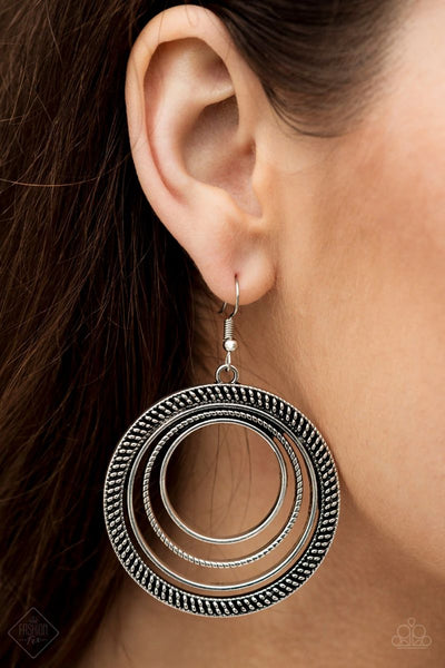 Totally Textured - Silver - Paparazzi Earrings Fashion Fix #1881