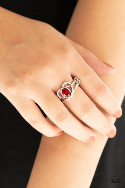No HEART-Strings Attached - Red - Paparazzi Heart Ring