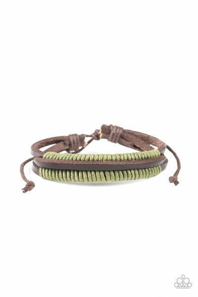 Rugged Roper - Green - Paparazzi Sliding Knot Cord Bracelet