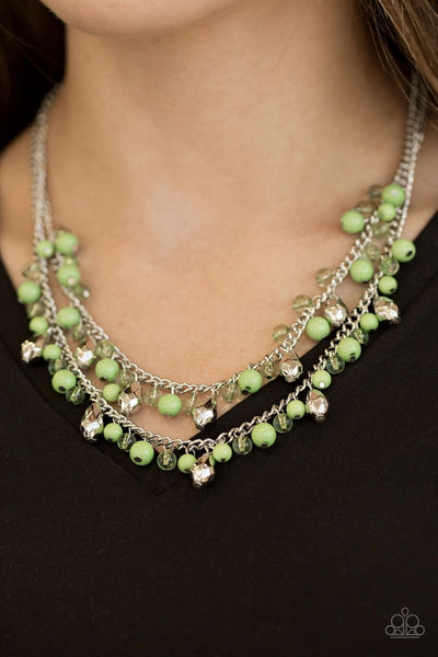 Paparazzi "Mardi Gras Glamour" - Green Necklace #1170