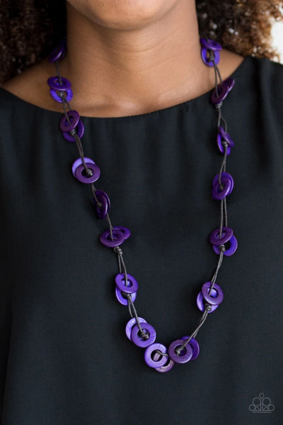 Waikiki Winds - Purple - Paparazzi Wood Necklace