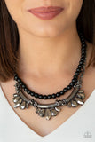Bow Before The Queen - Black - Paparazzi Necklace