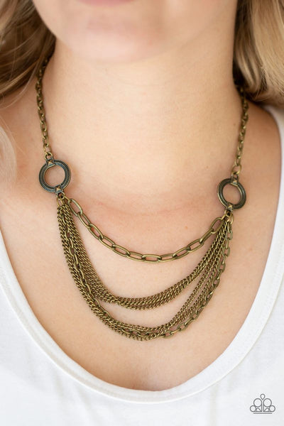 CHAINS of Command - Brass - Paparazzi Necklace