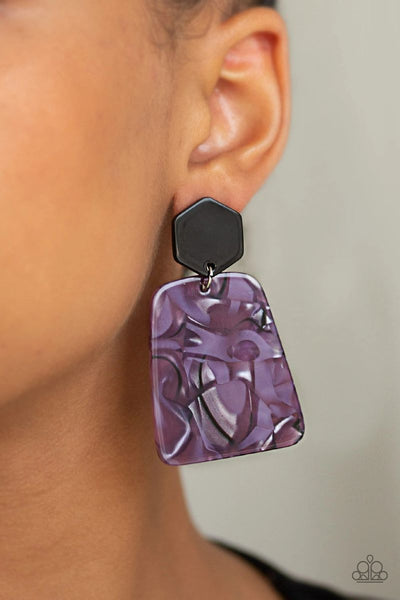 Majestic Mariner - Purple - Paparazzi Post Acrylic Earrings