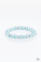 Paparazzi - Powder and Pearls - Blue Stretchy Bracelet #4029