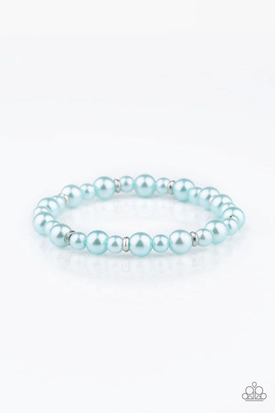 Paparazzi - Powder and Pearls - Blue Stretchy Bracelet #4029