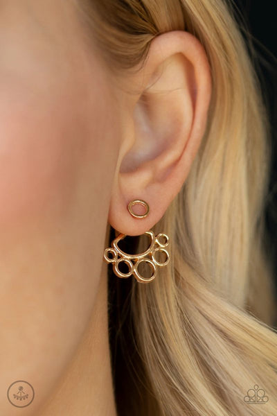 Completely Surrounded - Gold - Paparazzi Double Post Earrings