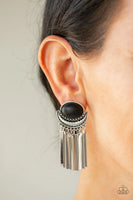 Monsoon Season - Black - Paparazzi Post Earrings