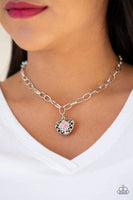 No Love Lost - Pink - Paparazzi Heart Necklace