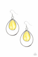 Color Me Cool - Yellow Cat's Eye Stone Earrings