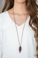 Paparazzi - Feather Forager - Copper Feather Necklace #4311 *D