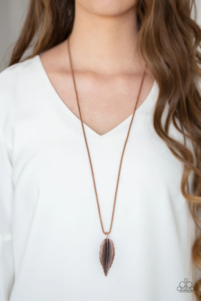 Paparazzi - Feather Forager - Copper Feather Necklace #4311 *D