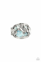 FLUTTER Me Up - Blue - Paparazzi Ring Butterfly Moonstone