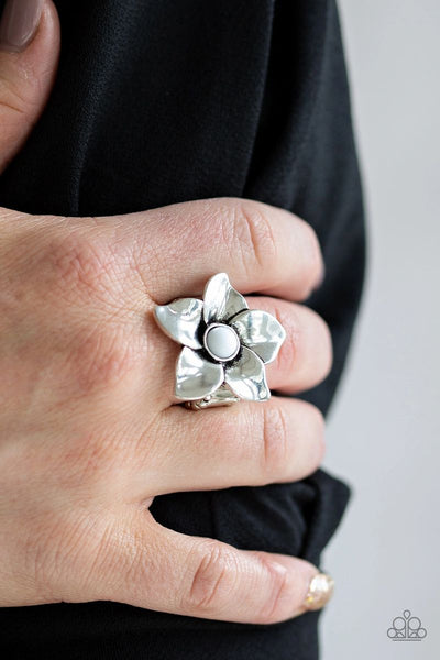 Ask For Flowers - White - Paparazzi Ring