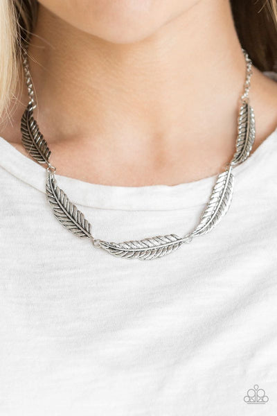 Light Flight - Silver - Paparazzi Feather Necklace