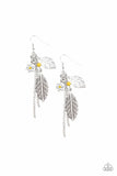 Paparazzi - Western Whimsicality - Yellow Leaf Feather Earrings