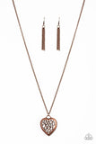 Victorian Valentine - Copper - Paparazzi Heart Necklace #2846 (D)