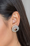 Buckingham Beauty - White - Paparazzi Post Earrings