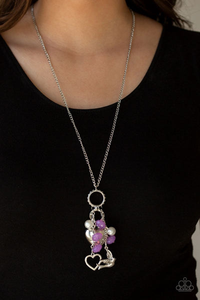 I Will Fly - Purple - Paparazzi Heart Bird Charms Necklace