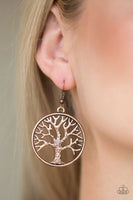 My TREEHOUSE Is Your TREEHOUSE - Copper - Paparazzi Tree of Life Earrings