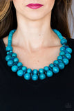 Caribbean Cover Girl - Blue - Paparazzi Wood Necklace #1350