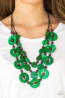 Catalina Coastin - Green - Paparazzi Wood Necklace