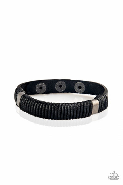 What Happens On The Road - Black Snap Urban Leather Bracelet