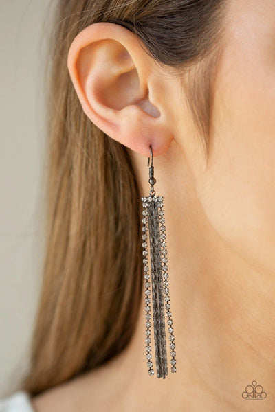 Paparazzi - Starlit Tassels - Black Earrings