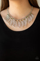 Feathery Foliage - Green -Paparazzi Feather Necklace