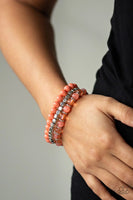 Paparazzi - Globetrotter Glam - Orange Stretchy Bracelet #268 (D)