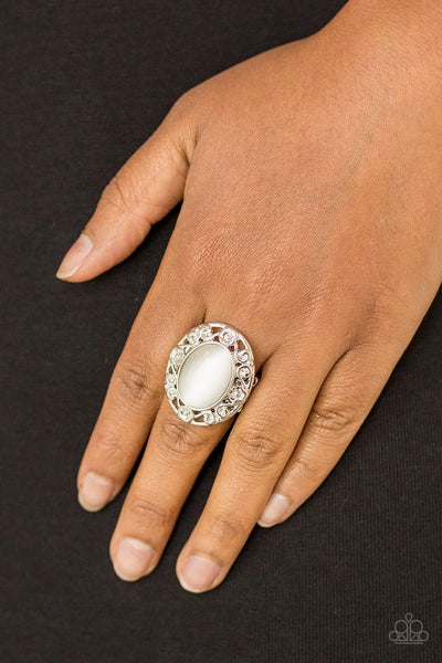 Moonlit Marigold - White - Paparazzi Moonstone Ring