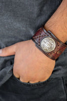 Badlands Bandit - Brown - Paparazzi Snap Leather Urban Bracelet #3016
