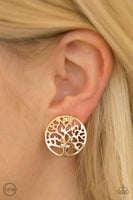 Royal TREE-tment - Gold - Paparazzi Clip-On Earrings #1636 (D)