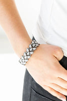 Vintage Venture - Silver - Paparazzi Stretchy Bracelet